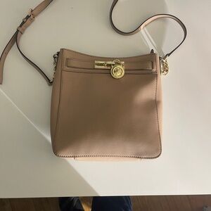 Michael Kors Beige Crossbody Bag with Gold Accents